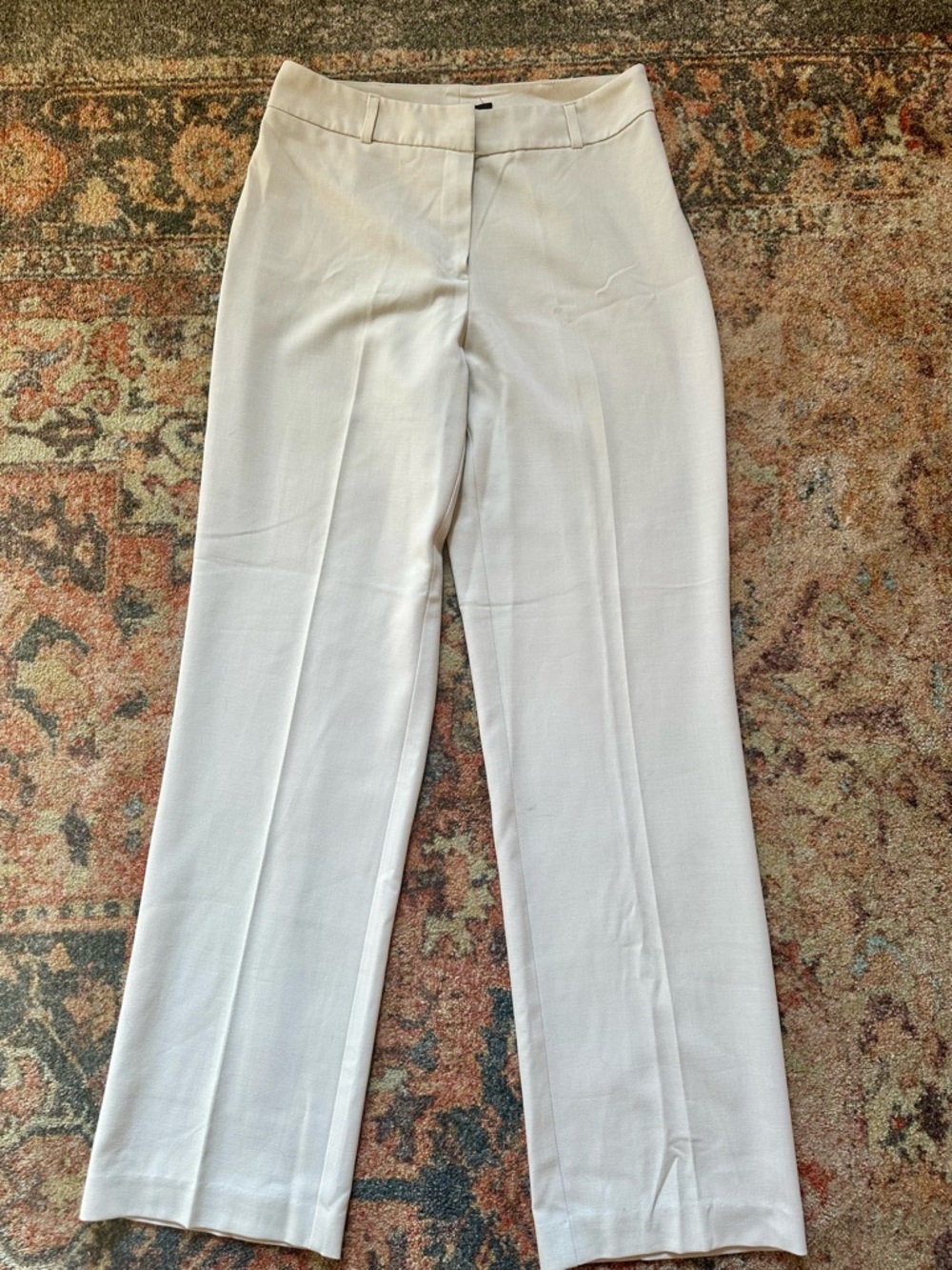 Tailor B. Moss Cream Straight-Leg Dress Trousers